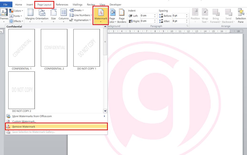 Hướng dẫn xóa Watermark trong trang Word